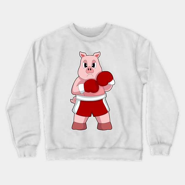 Pig Boxer Boxing gloves Boxing Crewneck Sweatshirt by Markus Schnabel